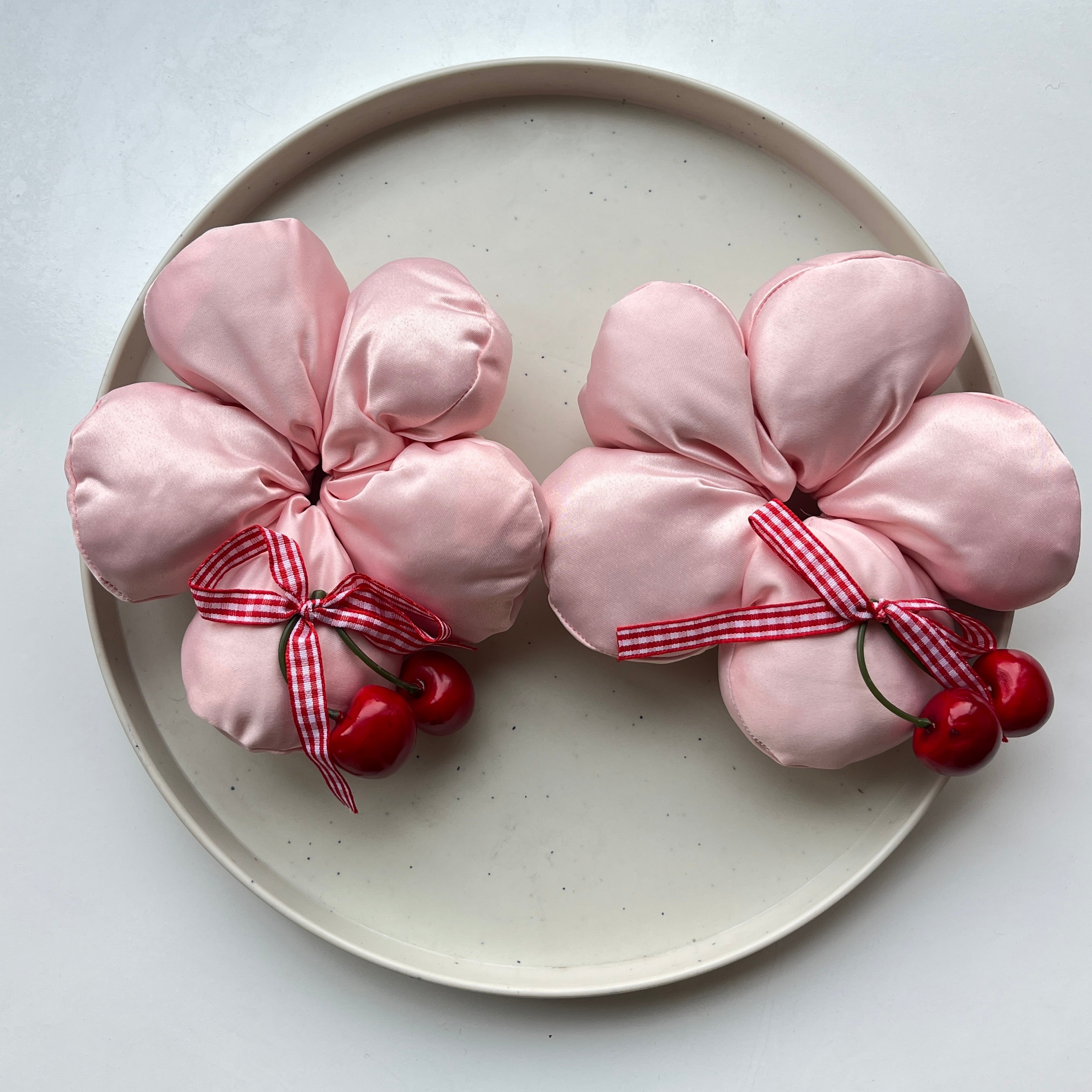 Cherry Bloom Large Hair Scrunchie