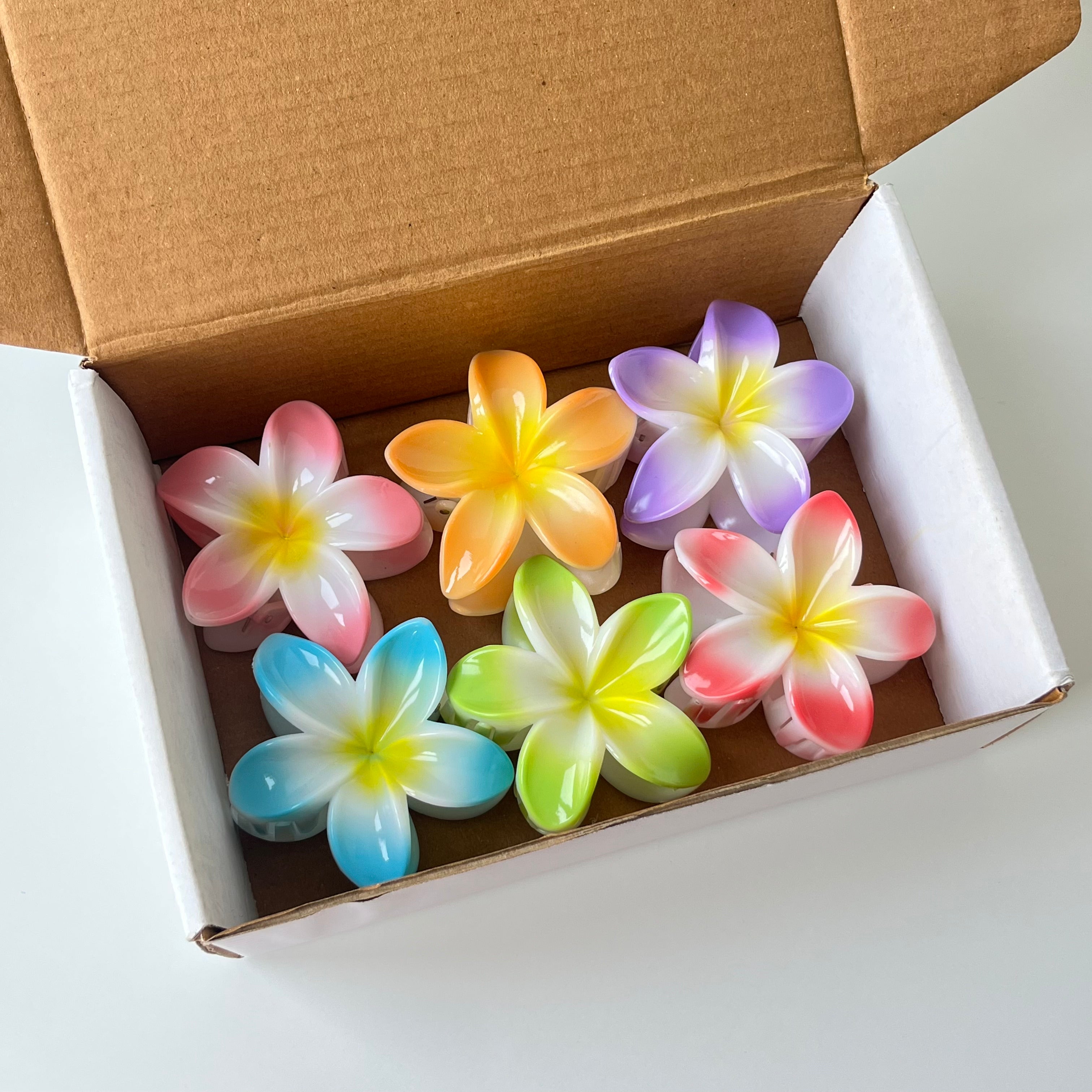 Aurora Bloom – Glossy Flower Clip Combo (Set of 6)