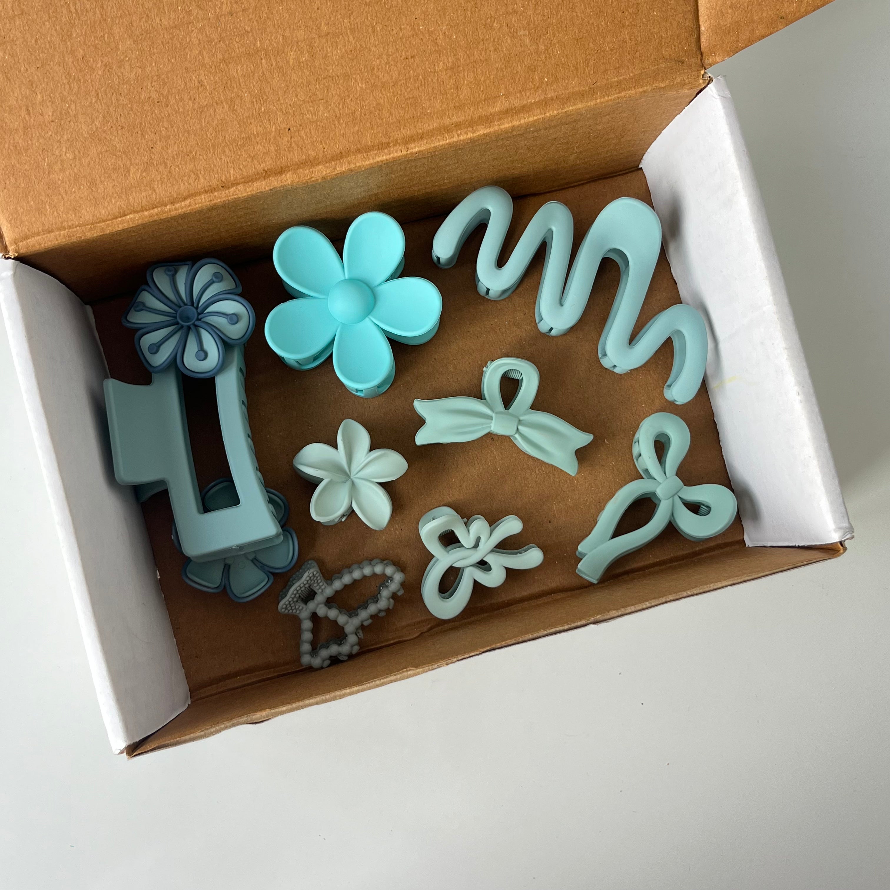 Aqua Bloom – Hair Claw Combo Box (Set of 8)