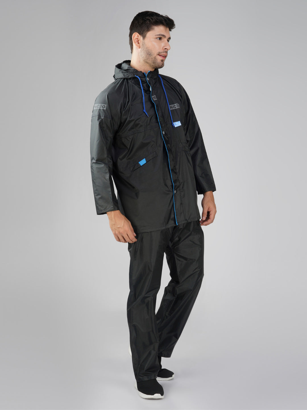 NiceG Men's Raincoats With Lightweight, Waterproof & Durable Black
